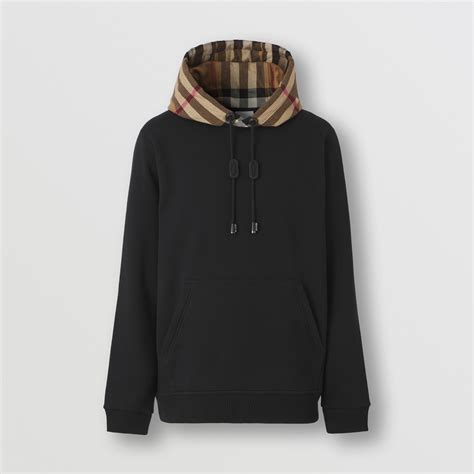 burberry check hood cotton blend hoodie|Burberry Check Cotton Blend Hoodie .